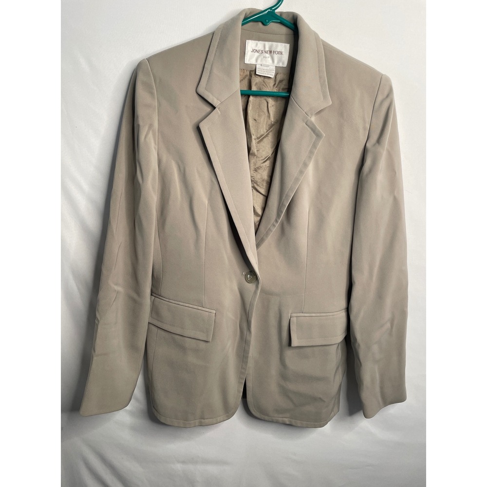 Jones New York Suit Womens 6 Tan Beige Single Button Blazer Jacket Professional